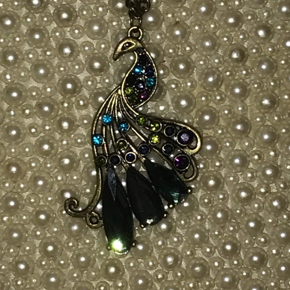 🆕Long Vintage crystal peacock vintage necklace - Picture 7 of 8